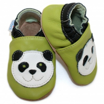 Panda Lederpuschen grün